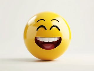 happy yellow 3d emoji, white background