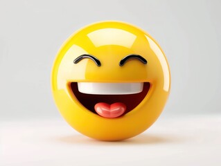 Fototapeta premium happy yellow 3d emoji, white background