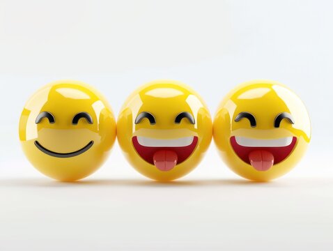 happy yellow 3d emoji, white background