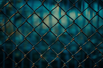 Fototapeta premium A close up of a chain link fence with a blue background