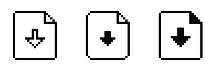 8 bit document vector icon. Pixel 8bit text file old retro symbol