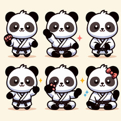 vector set of cute cartoon karate animals