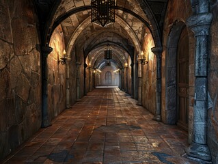 hallway inside a medieval castle