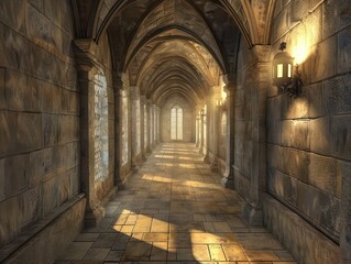 hallway inside a medieval castle