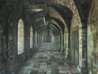 Fototapeta premium hallway inside a medieval castle