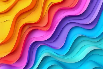 Fototapeta premium Plastic colorful shapes. Abstract background 3D animation seamless loop. 3D abstract background with colorful paper cut waves. Modern design layout best for presentations