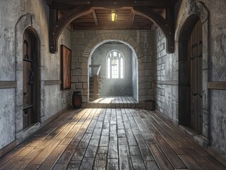 Fototapeta premium hallway inside a medieval castle