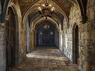 hallway inside a medieval castle
