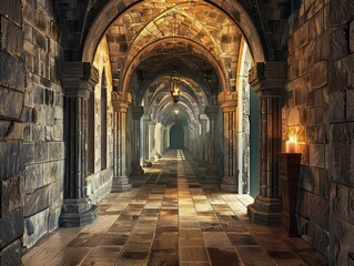 hallway inside a medieval castle
