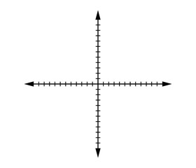 Blank cartesian coordinate system in two dimensions. Math scale template. Vector illustration isolated on white background.