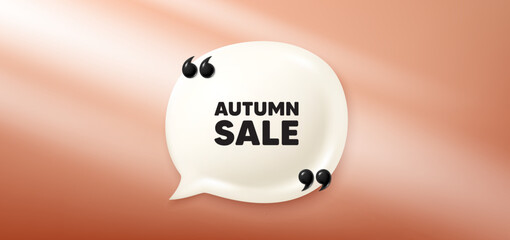 Obraz premium Autumn Sale tag. Chat speech bubble 3d banner. Special offer price sign. Advertising Discounts symbol. Autumn sale chat message. Speech bubble red banner. Text balloon. Vector