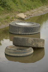 Tires in the water