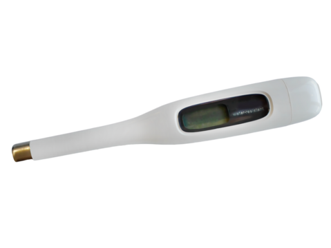 Digital thermometer with display, electronic medical modern device measuring temperature, Initial diagnosis fever diseased infection and healthcare concept, isolated transparent