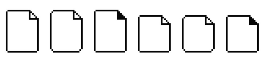 8 bit document vector icon. Pixel 8bit text file old retro symbol