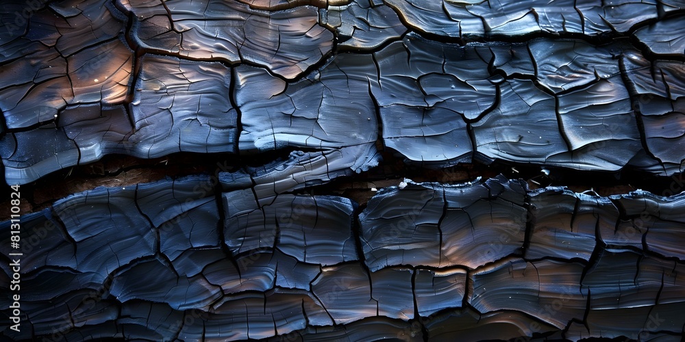 Poster burnt tree bark with scorch marks and cracks ideal for web design. concept tree bark, scorch marks, 