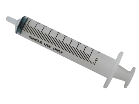 Plastic Syringe DISPOSABLE without needle, injection with Printed Measuring Gauge, isolated transparent background, medical supplies and equipment business