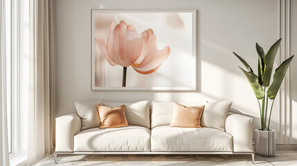 Modern living room interior with sofa in Scandinavian style
