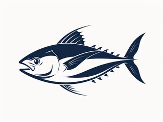 Obraz premium tuna fish line logo design on white background