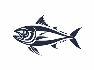 tuna fish line logo design on white background