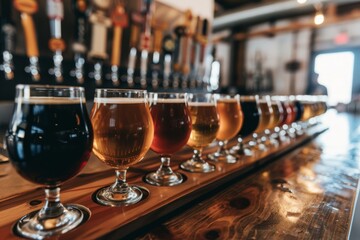 Vectornator for Enhanced and Creative Brewing Designs: A Display of Craft Beer Tasting Flight at a Brewery