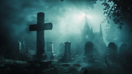 Misty Graveyard Scene