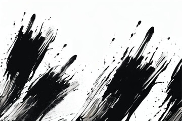 Black Brush strokes isolated on white background. Brush strokes grunge background. Vector brush stroke texture. Distressed uneven grunge background. Black ink, paint splatter. 