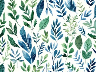 plants springs, green blue pastel colors