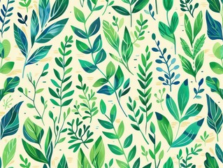 plants springs, green blue pastel colors