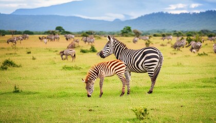 zebra' s grazing on grassland in Africa