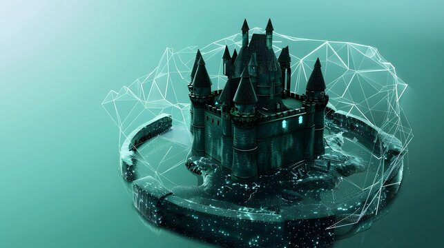 digital moat surrounding a castle symbolizing secure connection