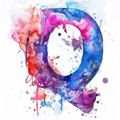 Q letter watercolor painting on a white background