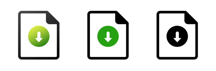 Download document vector icon. Download file symbol