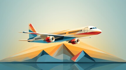 Origami plane flat design front view Japanese art 