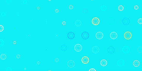 Light Blue, Yellow vector template with esoteric signs.