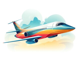 Flying paper jet flat design side view playful activity theme water color Analogous Color Scheme