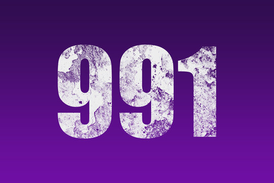 flat white grunge number of 991 on purple background.