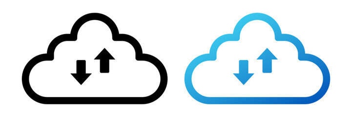 Data sync cloud shape vector icon. Information exchange logo