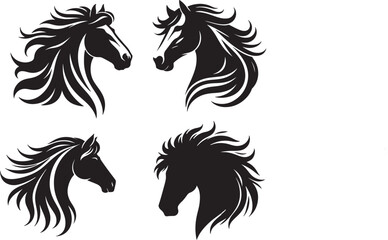 shilhouette horse vector ilustration black and white colour design