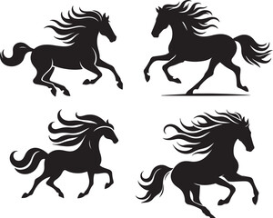 shilhouette horse vector ilustration black and white colour design