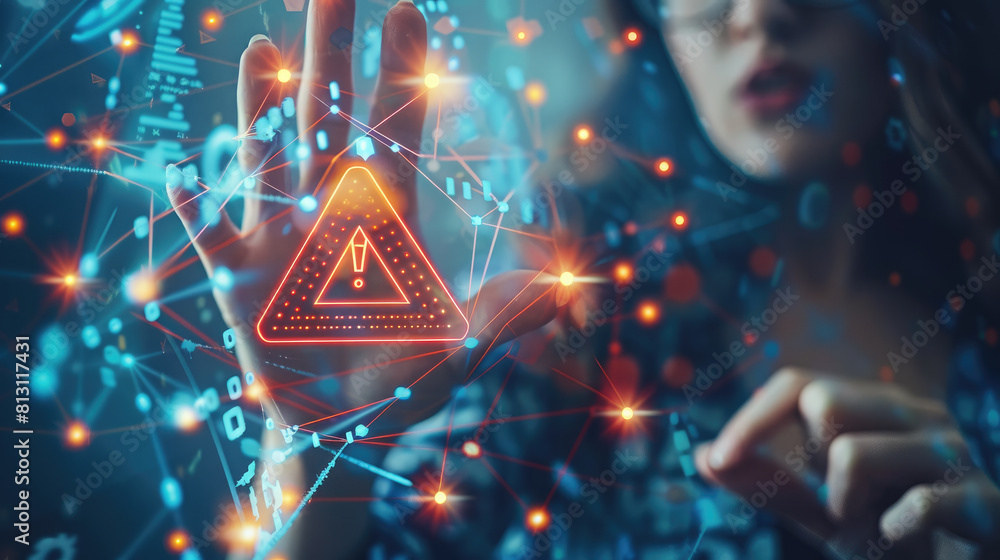 Aufkleber warning system concept. background with selective focus and copy space