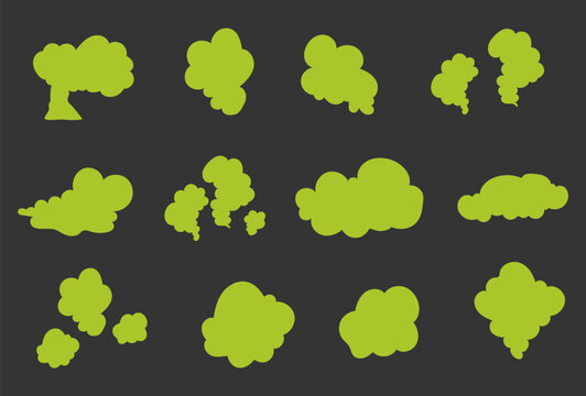 Smell cloud stink poison smoke gas isolated set concept. Vector graphic design illustration	

