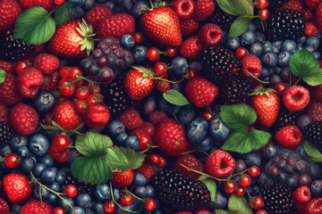 Fototapeta premium A detailed view of a cluster of ripe berries, showcasing their vibrant colors and glossy textures