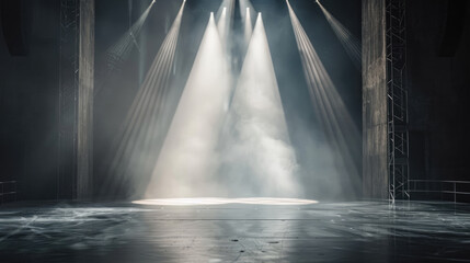 Modern dance stage light background with spotlight for modern dance production stage. Empty stage with dynamic color washes.