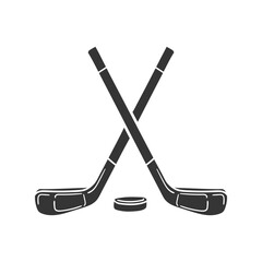 Ice Hockey Icon Silhouette Illustration. Crossed Sticks Vector Graphic Pictogram Symbol Clip Art. Doodle Sketch Black Sign.