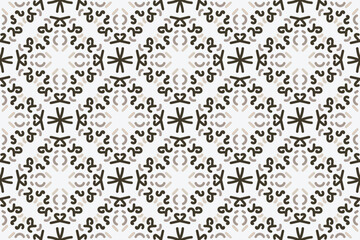 a seamless pattern with a decorative ornament in brown and beige.