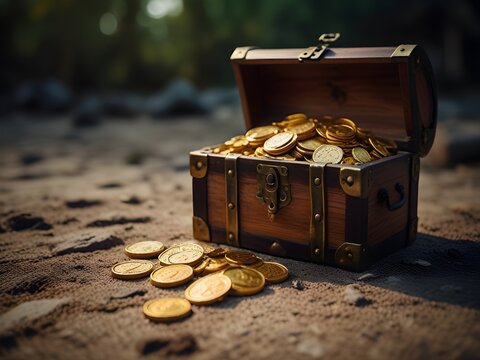 treasure chest with gold coins