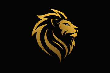  black-golden-aura-unique-regal-golden logo-roaring-lion vector illustration 