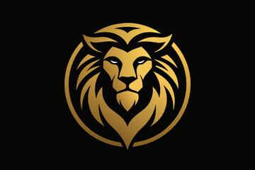 black-golden-aura-unique-regal-golden-roaring-lion vector illustration 