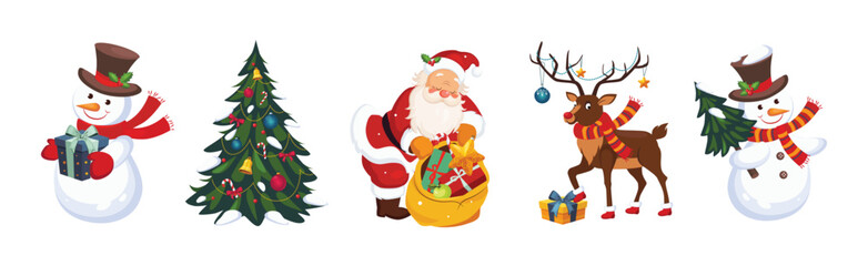 Christmas and New Year Holiday Object and Item Vector Set