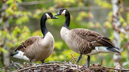 Pair of canadian goose at their mating period